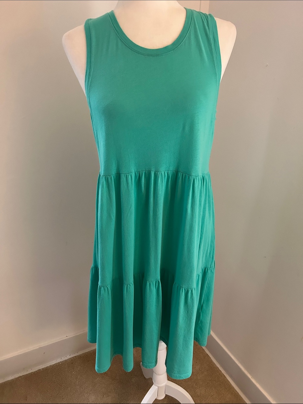 J. Crew Re-Imagined Teal Cotton Sleeveless Knit Dress sz  Xs- M